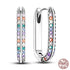 Micro Pave Multicolor Sterling Silver U-Shape Cubic Zirconia Women Hoop Earrings